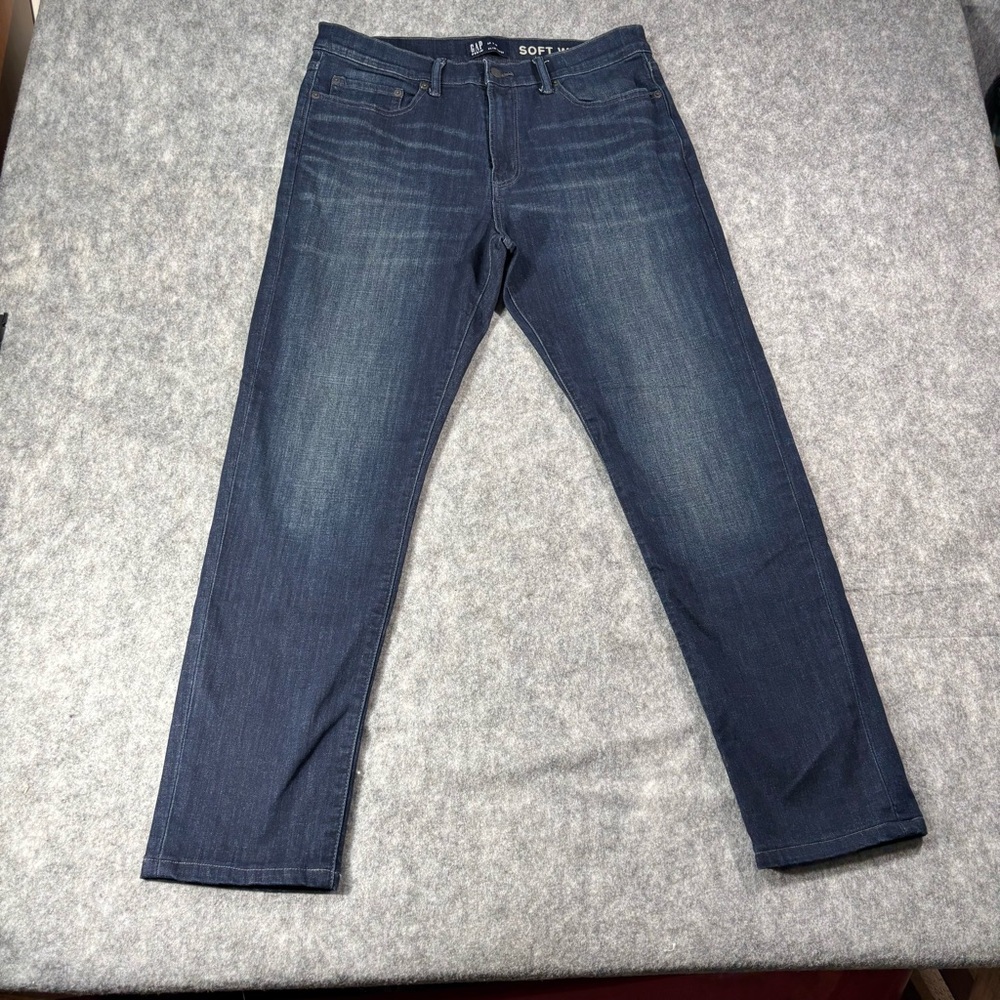 Gap Mens Dark Wash Slim Taper‎ Soft Wear Jeans Size 34x32